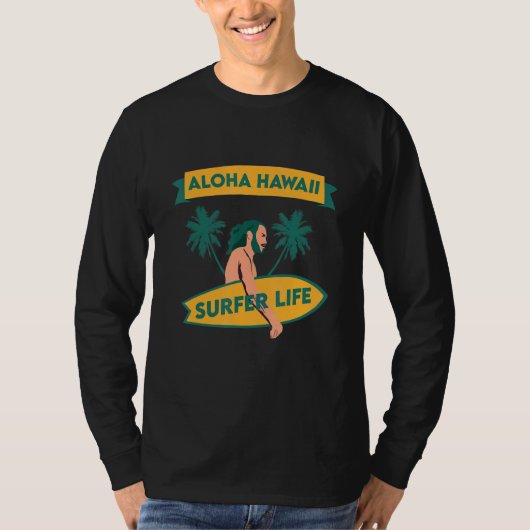 Aloha Hawaii Island Palm Beach Surfboard Surf T-shirt (Voorkant)