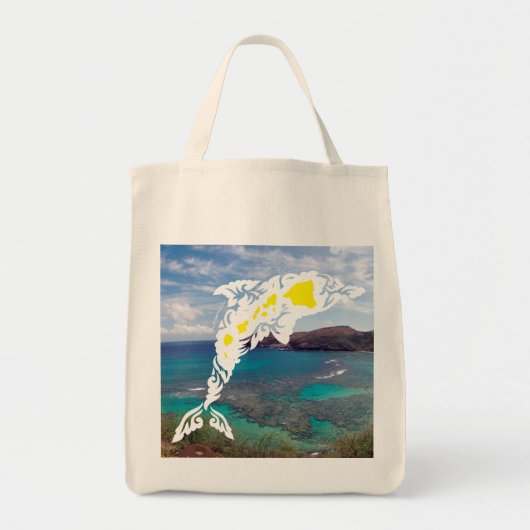 Aloha Hawaii Islands Dolfijn Tote Bag (Voorkant)
