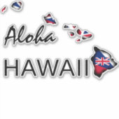 ALOHA - HAWAII ISLANDS HI VLAG ZWART STICKER (Voorkant)
