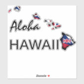 ALOHA - HAWAII ISLANDS HI VLAG ZWART STICKER (Vel)