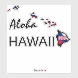 ALOHA - HAWAII ISLANDS HI VLAG ZWART STICKER