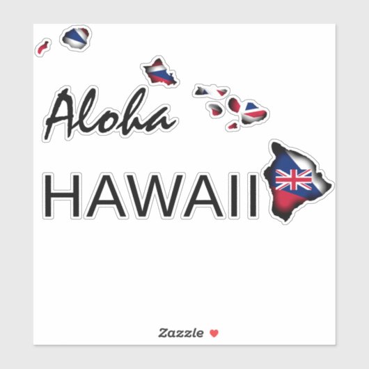ALOHA - HAWAII ISLANDS HI VLAG ZWART STICKER (Vel)