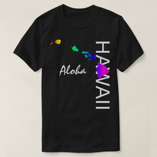 ALOHA - HAWAII ISLANDS NEON REGENBOOG T-SHIRT (Design voorkant)