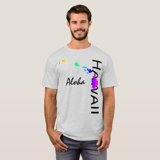 ALOHA - HAWAII ISLANDS NEON REGENBOOG T-SHIRT (Voorkant volledig)