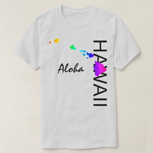 ALOHA - HAWAII ISLANDS NEON REGENBOOG T-SHIRT (Design voorkant)
