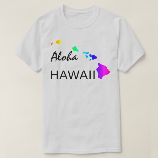 ALOHA - HAWAII ISLANDS NEON REGENBOOG T-SHIRT (Design voorkant)