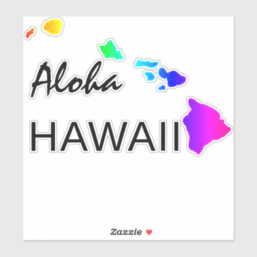 ALOHA - HAWAII ISLANDS REGENBOOG STICKER (Vel)