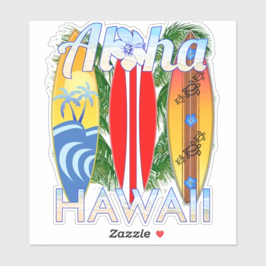 Aloha Hawaii Islands Surfing Sticker (Vel)