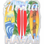 Aloha Hawaii Islands Surfing Sticker (Voorkant)