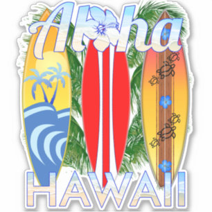 Aloha Hawaii Islands Surfing Sticker