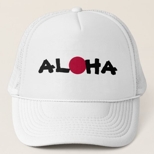 Aloha Hawaii Japanse Rising Sun vlag Trucker Pet (Voorkant)