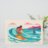 Aloha hawaii kunst surfer blanco binnenkant briefpapier (Staand voorkant)