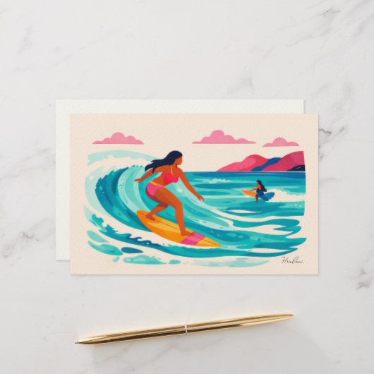 Aloha hawaii kunst surfer blanco binnenkant briefpapier (Voorkant / Achterkant in situ)