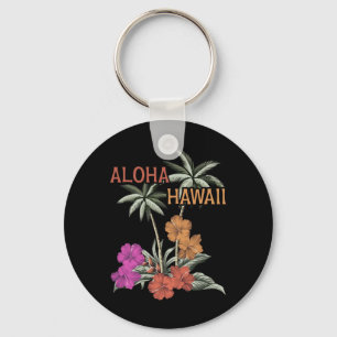 Aloha Hawaii Luau Hawaiian Hibiscus Flowers Vacati Sleutelhanger