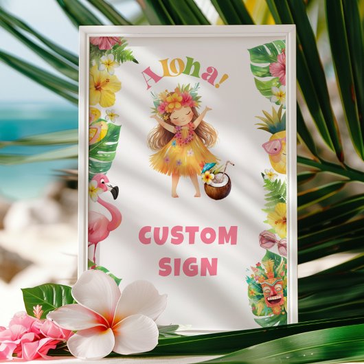 Aloha hawaii luau Verjaardagsfeest Custom Poster