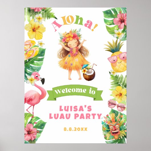 Aloha Hawaii Luau verjaardagsfeestje welkom Poster (Voorkant)