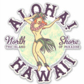 Aloha Hawaii North Shore Hula Girl Lei Sticker (Voorkant)