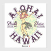 Aloha Hawaii North Shore Hula Girl Lei Sticker (Vel)