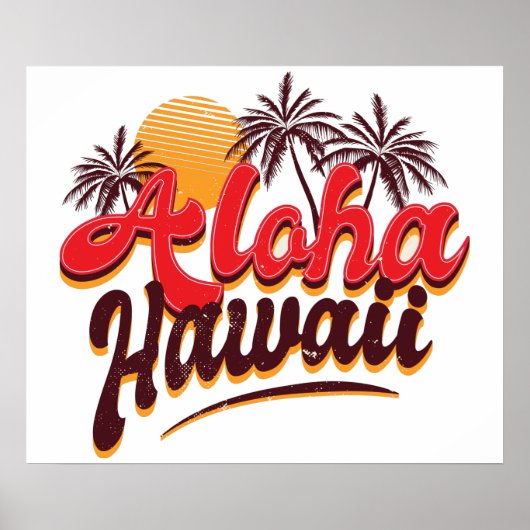 Aloha Hawaii Palm Tree Poster (Voorkant)