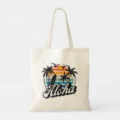 Aloha Hawaii Palm Tree Surf Reunion Vacay Retro be Tote Bag (Achterkant)