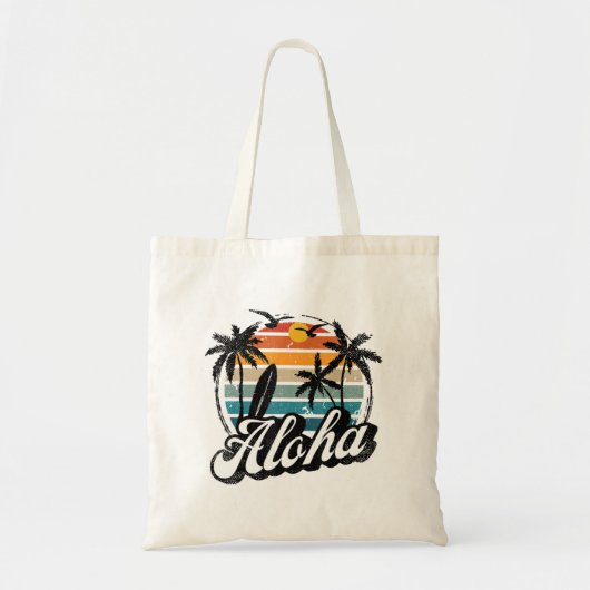 Aloha Hawaii Palm Tree Surf Reunion Vacay Retro be Tote Bag (Voorkant)