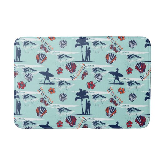 Aloha Hawaii Palm Trees Surf Hawaii Art Pattern Badmat (Voorkant)
