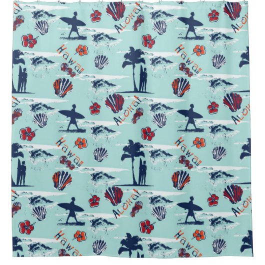 Aloha Hawaii Palm Trees Surf Hawaii Pattern Douchegordijn (Voorkant)
