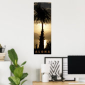 Aloha Hawaii Palm Trees Tropics Sunset Travel Poster (Thuiskantoor)