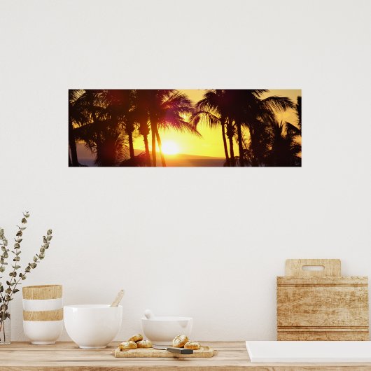 Aloha Hawaii Palm Trees Tropics Sunset Travel Poster (Keuken)