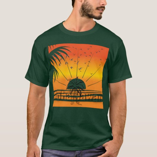 Aloha Hawaii palmvogels zon grappig T-shirt (Voorkant)