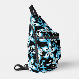 ALOHA HAWAII PATROON IN ZWART/BLAUW SLING BAG