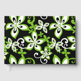 ALOHA HAWAII PATROON IN ZWART EN LIMOEN GASTENBOEK