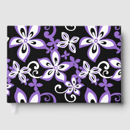 ALOHA HAWAII PATROON IN ZWART EN PAARS GASTENBOEK