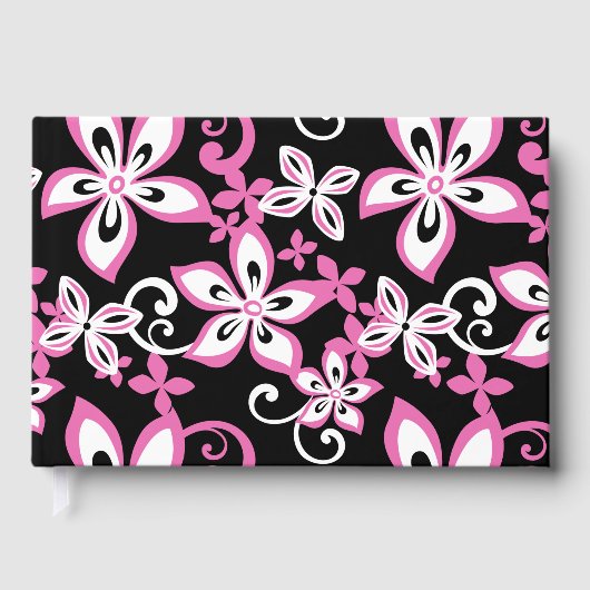 ALOHA HAWAII PATROON IN ZWART EN ROZE GASTENBOEK (Voorkant)