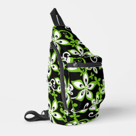 ALOHA HAWAII PATROON IN ZWART/LIMOEN SLING BAG