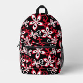 ALOHA HAWAII PATROON IN ZWART/ROOD BEDRUKTE RUGZAK (Voorkant)