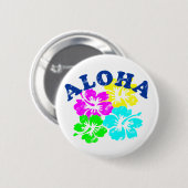 Aloha Hawaii Pinback-Button: kleurrijk bloemontwer Ronde Button 5,7 Cm (Voorkant /achterkant)