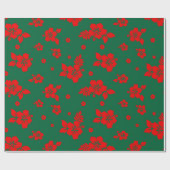 Aloha Hawaii Red over het groene kerstpatroon Cadeaupapier (Vlak)