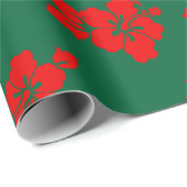 Aloha Hawaii Red over het groene kerstpatroon Cadeaupapier (Rol Hoek)