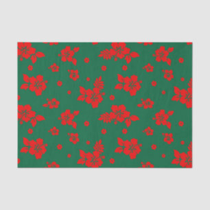 Aloha Hawaii Red over het groene kerstpatroon Tissuepapier