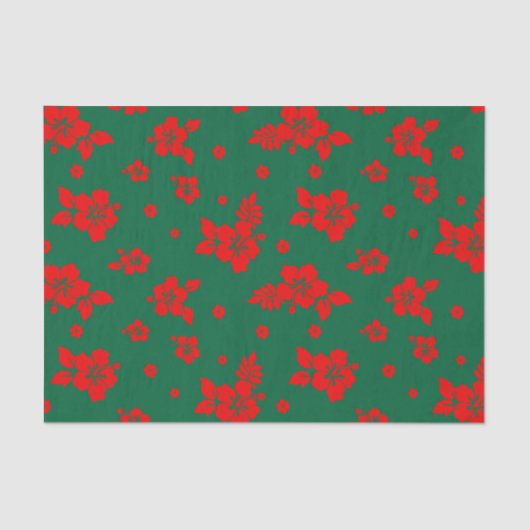 Aloha Hawaii Red over het groene kerstpatroon Tissuepapier (Voorkant)