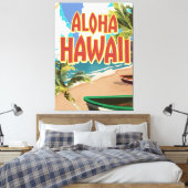 Aloha Hawaii Reisposter Canvas Afdruk (Insitu (Slaapkamer))