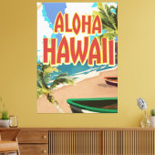 Aloha Hawaii Reisposter Canvas Afdruk (Insitu (Woonkamer))