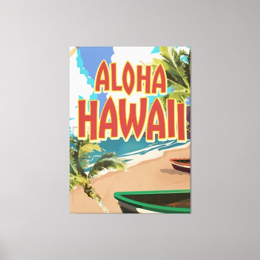 Aloha Hawaii Reisposter Canvas Afdruk (Voorkant)