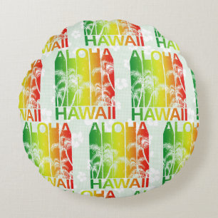 Aloha Hawaii Retro Summer Floral Rond Kussen
