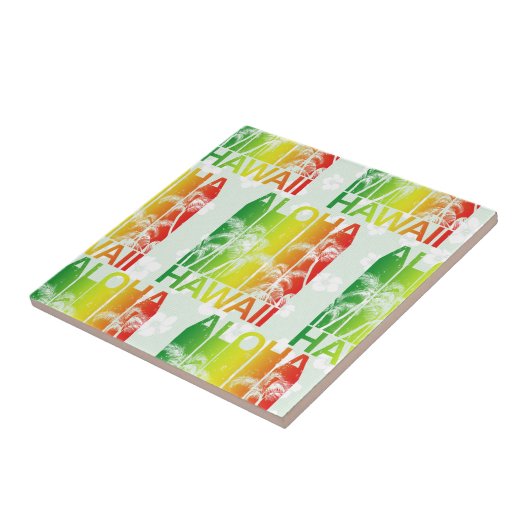 Aloha Hawaii Retro Summer Floral Tegeltje (Zijkant)