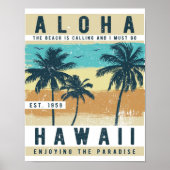 Aloha Hawaii Retro Travel Poster (Voorkant)