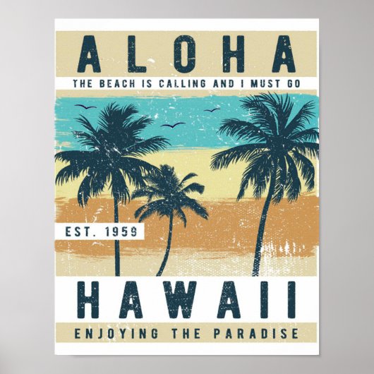 Aloha Hawaii Retro Travel Poster (Voorkant)