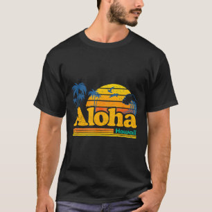 Aloha hawaii - retro zomervakantie palmstrand t-shirt