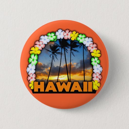 Aloha Hawaii Ronde Button 5,7 Cm (Voorkant)